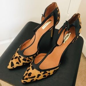 Halogen Leopard Print T-strap Heels